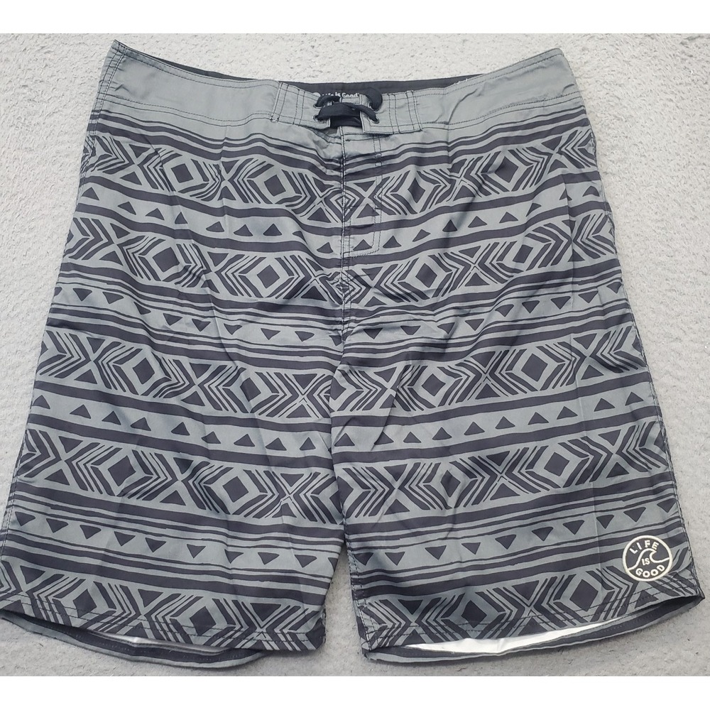 Life is Good Board Shorts Mens‎ 40 Multicolor Pattern High Rise Drawstring Waist